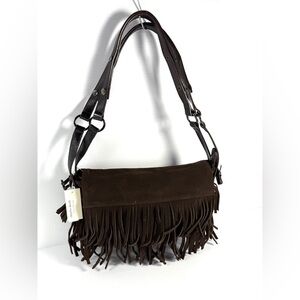 Charles David Dark Brown Fringe Shoulder Bag